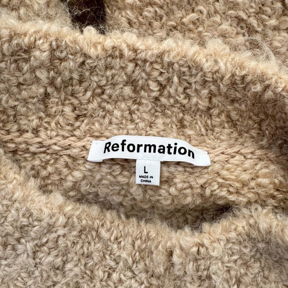 Reformation Ambrose Boucle Oversized Alpaca-Blend Mock-Neck Sweater Ginger Large - Picture 9 of 13